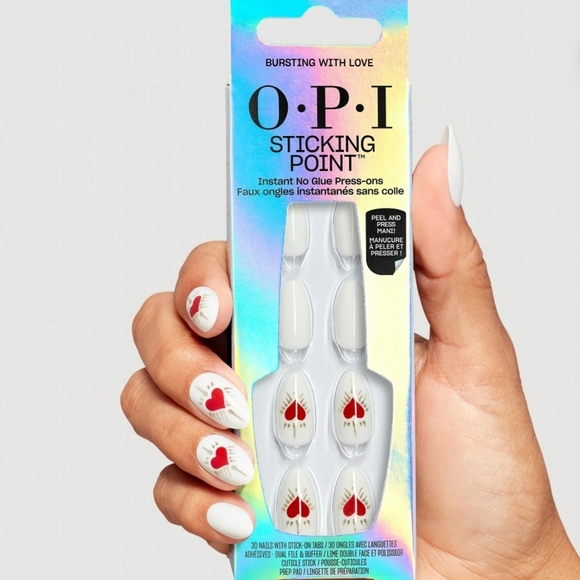 OPI Other - OPI White Nails With Hearts "Bursting With Love" Press-On Nails